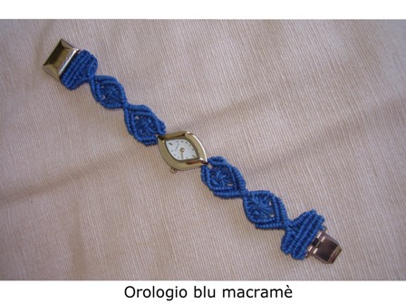 Bijoux: Orologio blu macram, realizzato da Medi Cristina