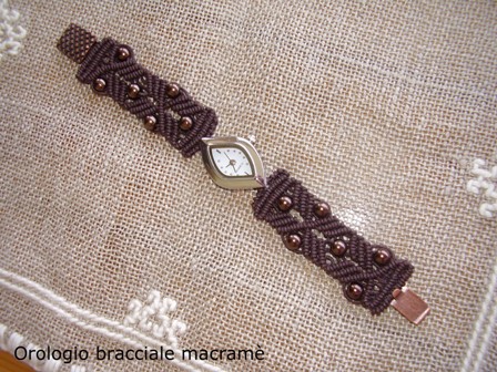 Bijoux: Orologio bracciale macram, realizzato da Medi Cristina