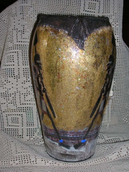 Dcoupage: Vaso in vetro con doratura realizzato da Pogliani Marita
