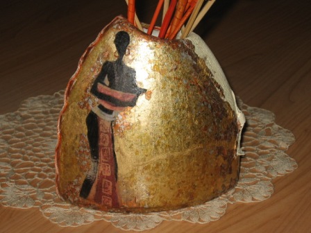 Dcoupage: Vaso etnico realizzato da Pogliani Marita