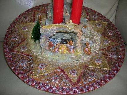 Natale 2008: Portacandele con presepe realizzato da Pogliani Marita